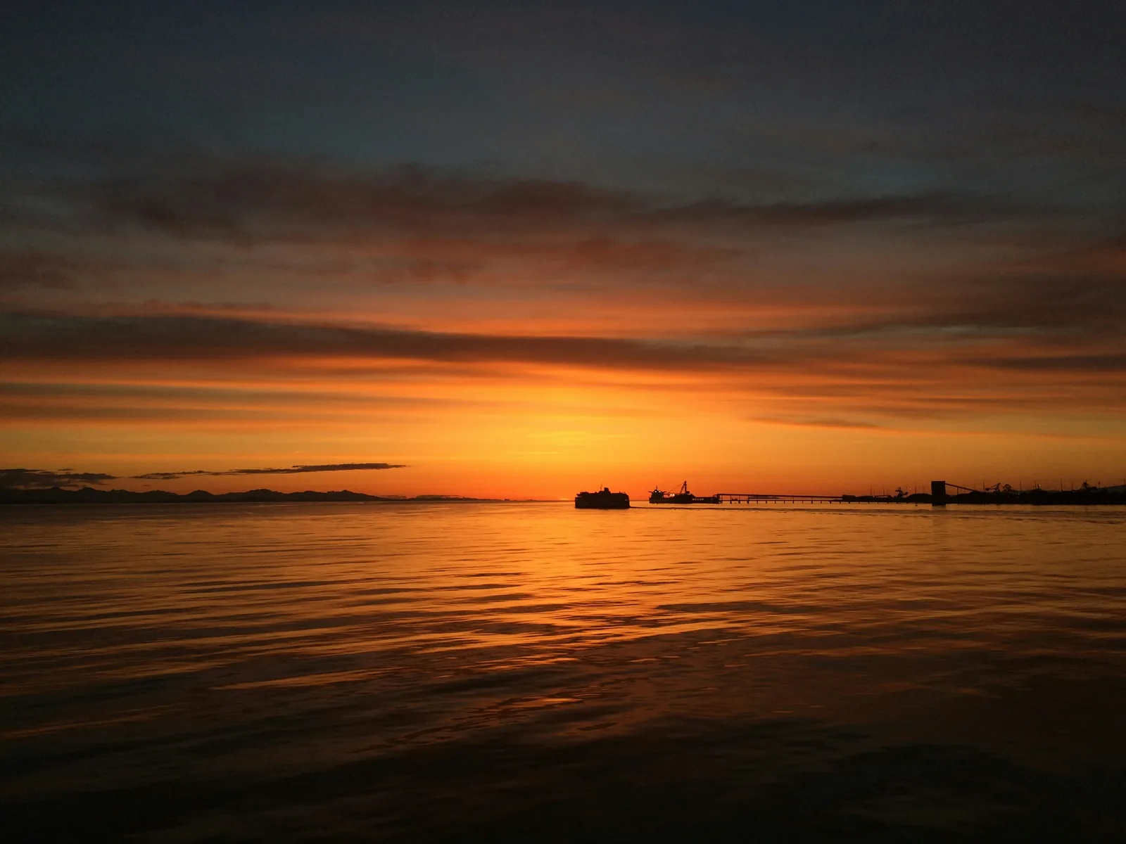 Sunset over the water in Tsawwassen, BC